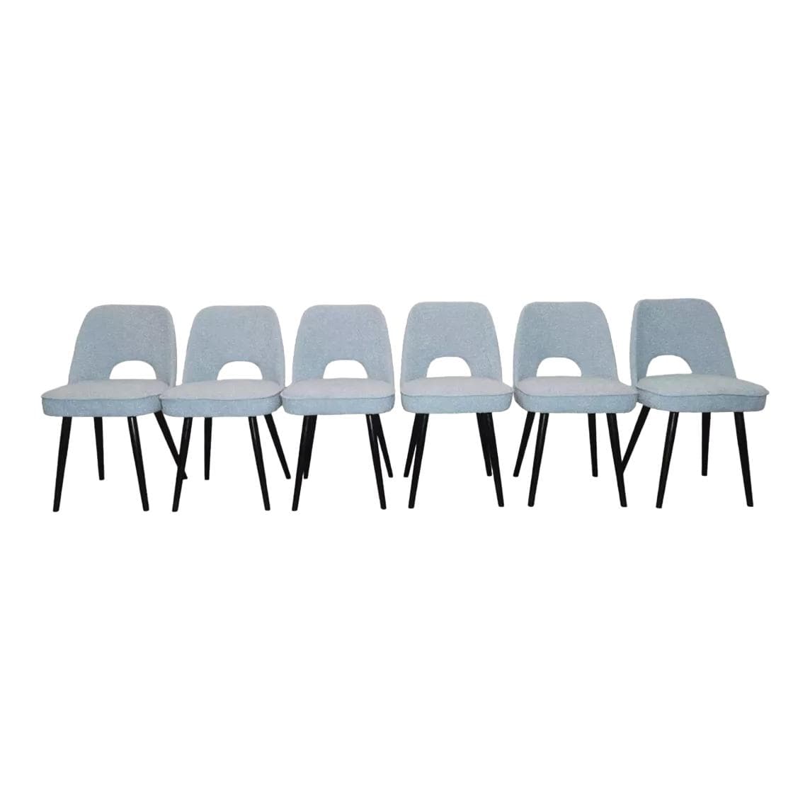 Set of chairs, light grey, wood, by O. Haerdtl, Tatra Nabytok, Czechoslovakia, 1960s.