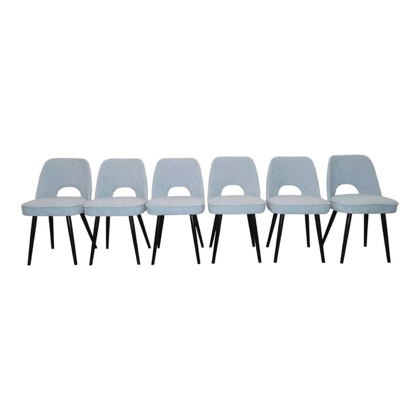 Set of chairs, light grey, wood, by O. Haerdtl, Tatra Nabytok, Czechoslovakia, 1960s.