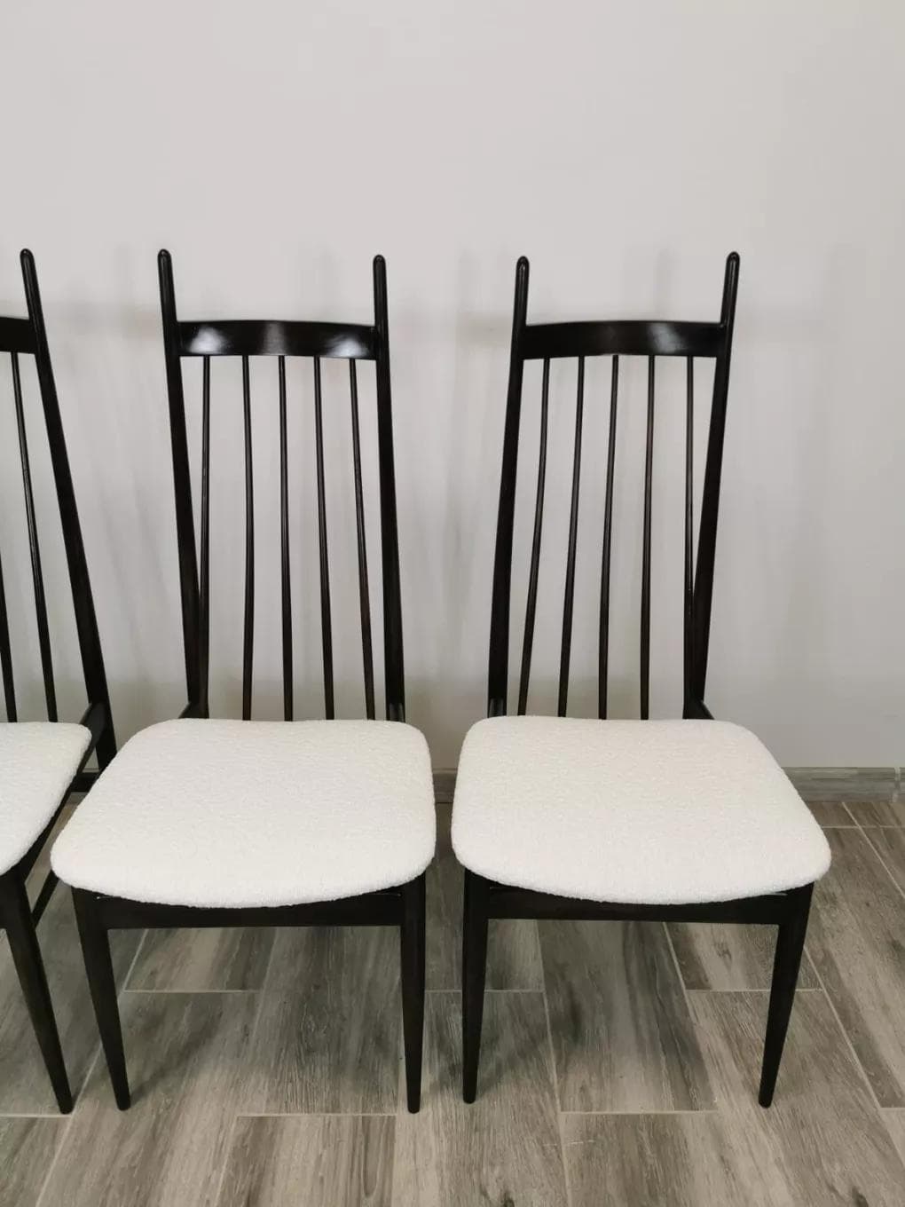 Set of high-back chairs, dark brown wood, Czechoslovakia, 1950s. - 48176