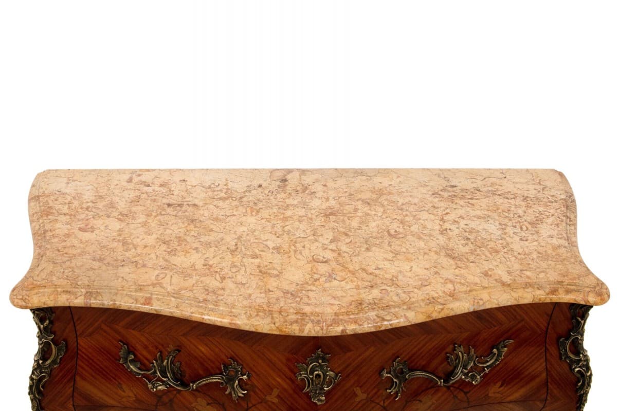 Intarsjowana komoda z marmurowym blatem, styl Ludwika XV, Francja, przełom XVIII/XIX w. - 47783
