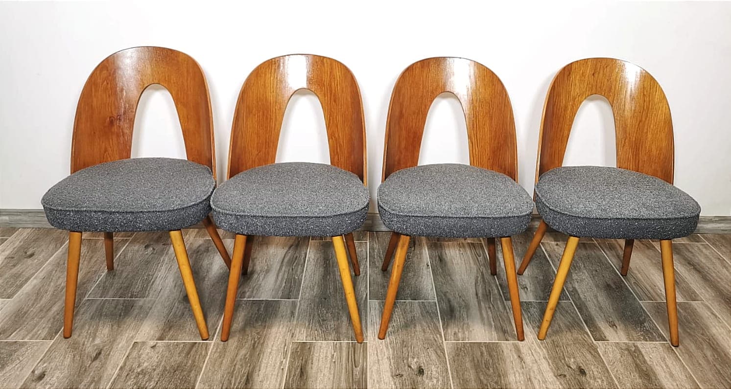 Set of four chairs, brown plywood, by A. Suman, Tatra Nabytok, Czechoslovakia, 1960s. - 48151