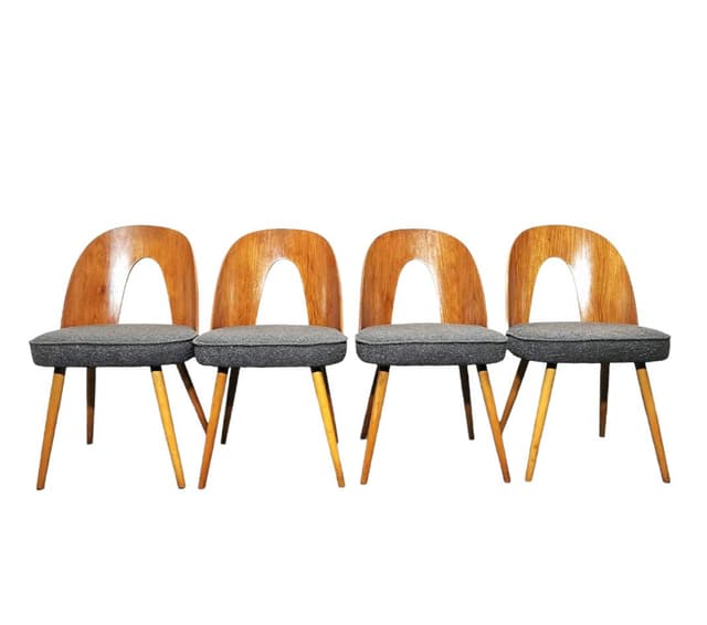 Set of four chairs, brown plywood, by A. Suman, Tatra Nabytok, Czechoslovakia, 1960s. - DIMENSION