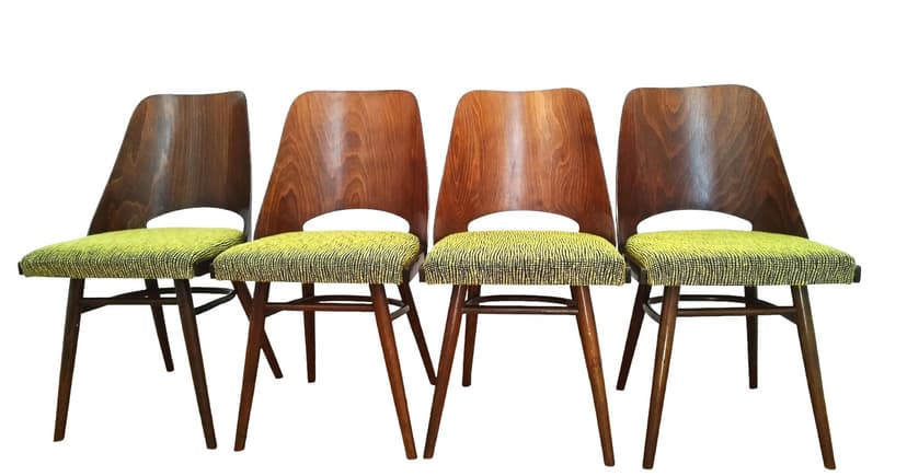 Set of four chairs, by R. Hoffman, plywood, TON, Czechoslovakia, 1960s.
