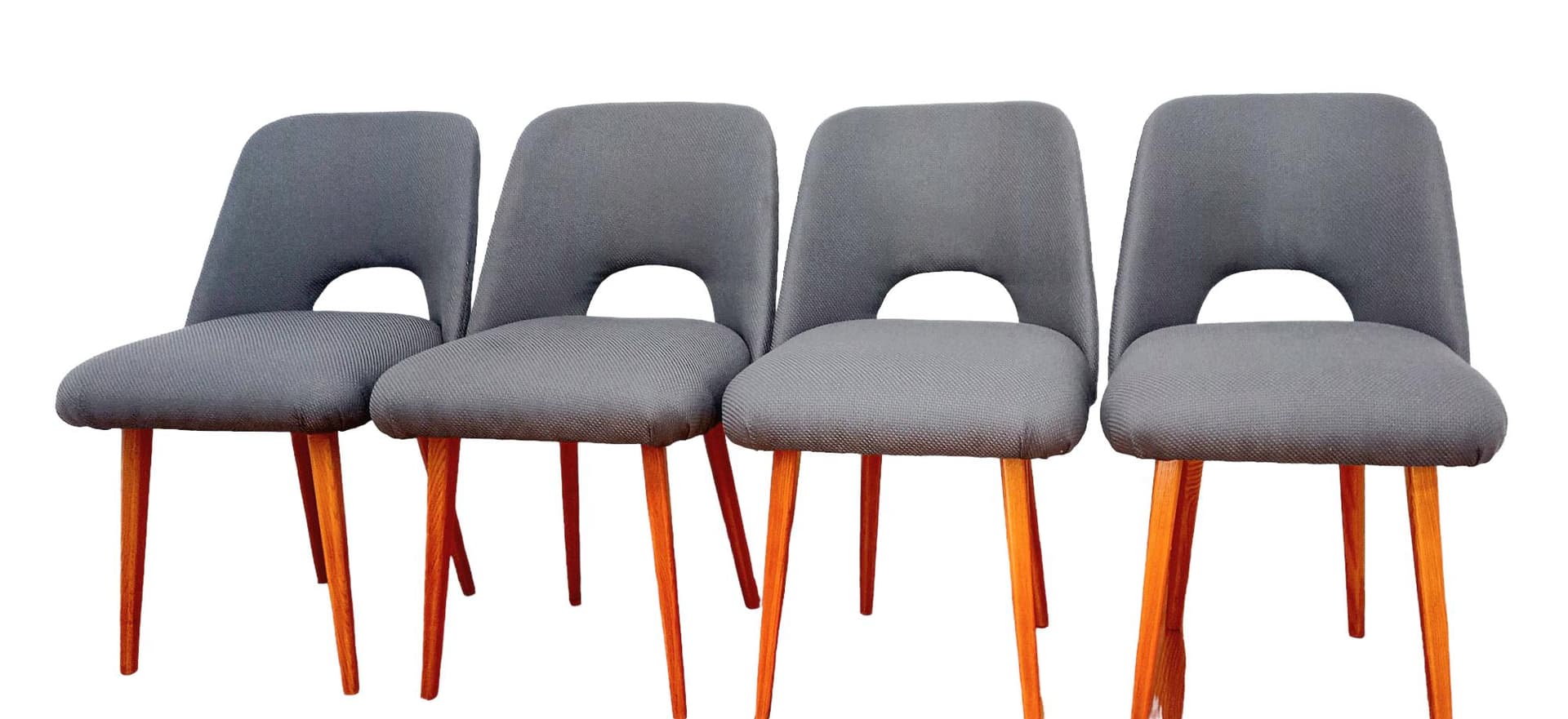 Set of four chairs, grey wood, by O. Haerdtl, Thonet, Czechoslovakia, 1960s.