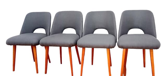 Set of four chairs, grey wood, by O. Haerdtl, Thonet, Czechoslovakia, 1960s. - DIMENSION