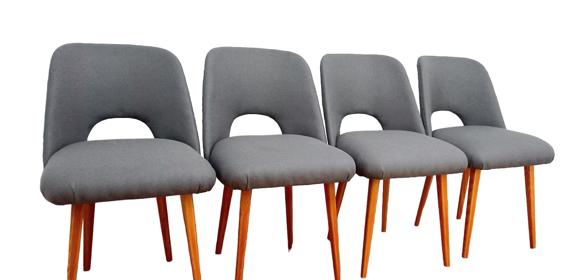 Set of four chairs, grey wood, by O. Haerdtl, Thonet, Czechoslovakia, 1960s. - 48134