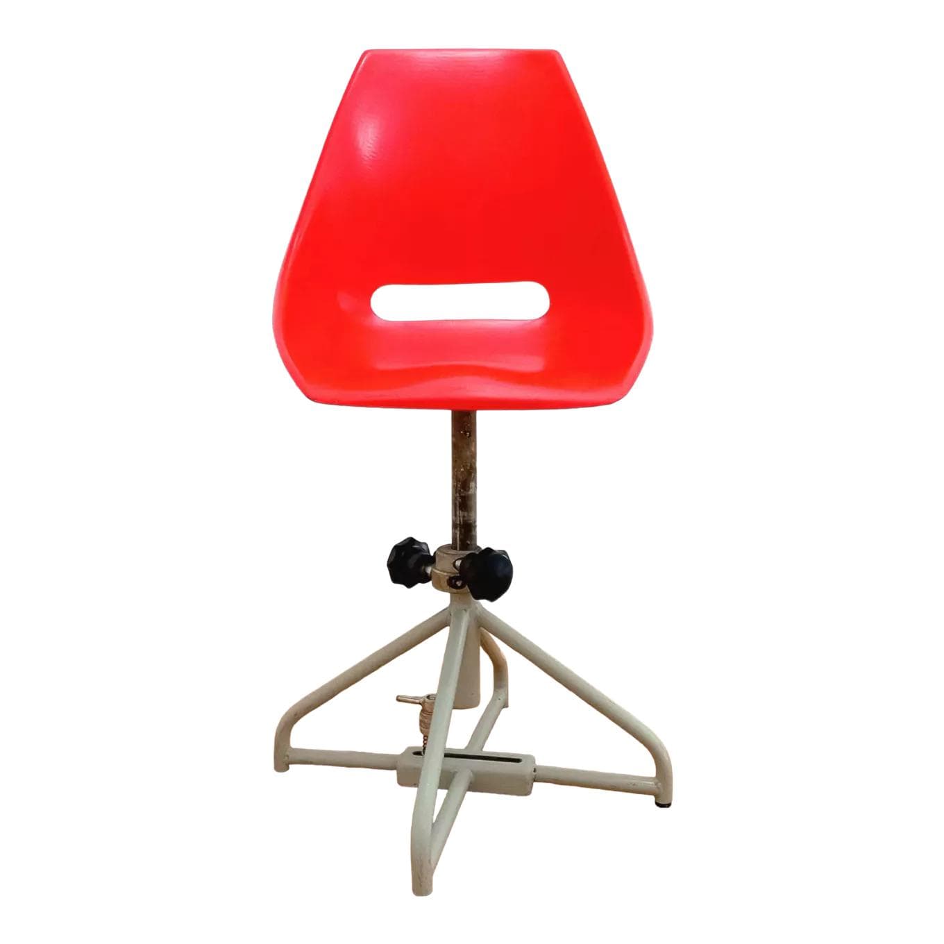 Swivel chair, red fiberglass, metal, by M. Navratil, Vertex, Czechoslovakia, 1960s.