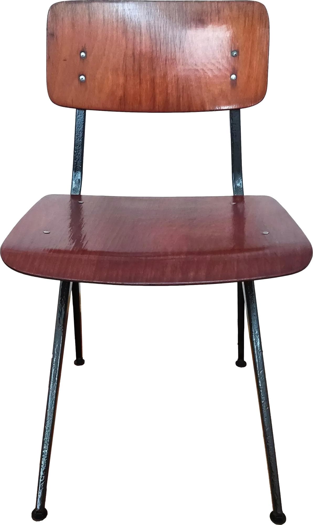 Chair Result, brown wood, black metal, by W. Rietveld, F. Kramer, 1960s.