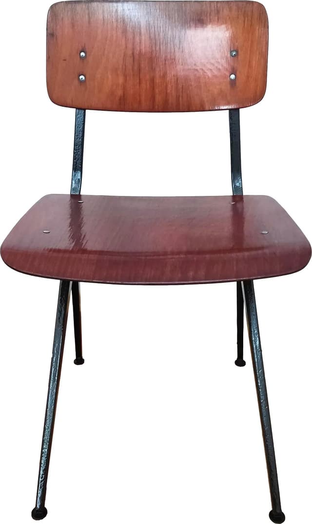 Chair Result, brown wood, black metal, by W. Rietveld, F. Kramer, 1960s. - DIMENSION