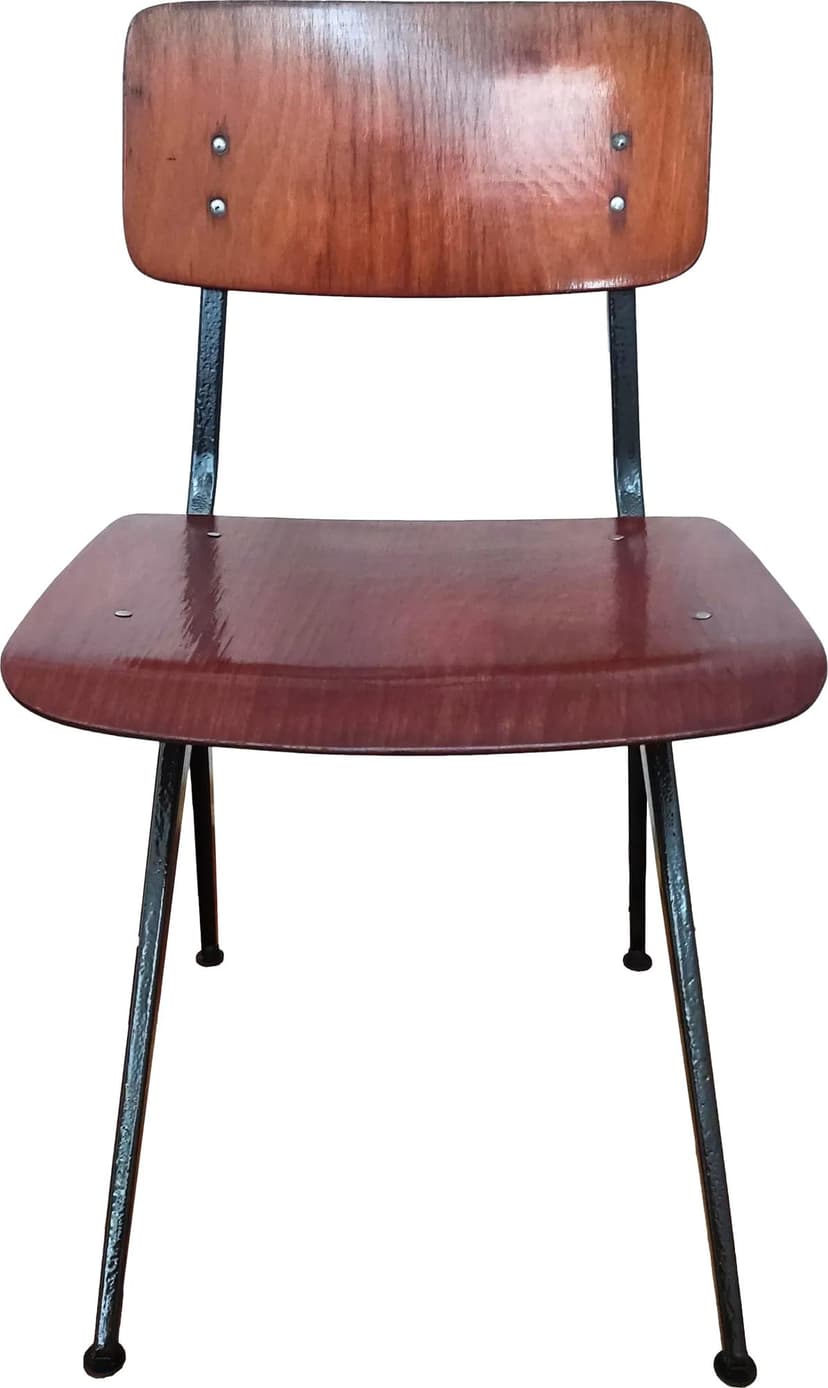 Chair Result, brown wood, black metal, by W. Rietveld, F. Kramer, 1960s.