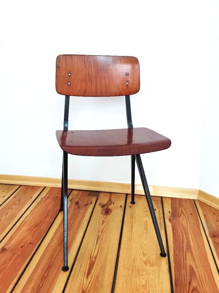 Chair Result, brown wood, black metal, by W. Rietveld, F. Kramer, 1960s. - 49360