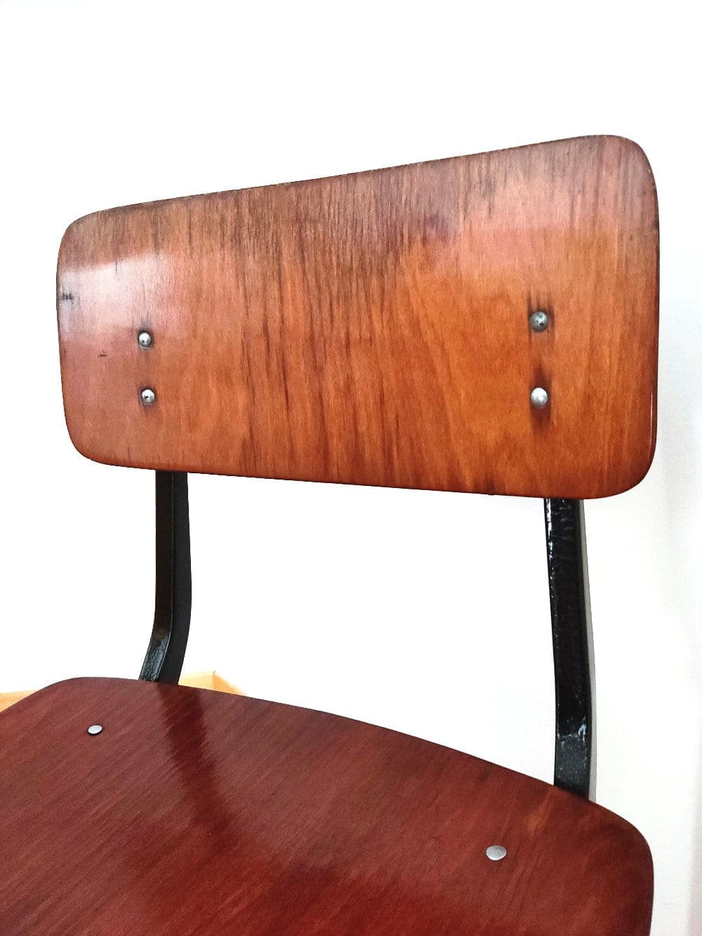 Chair Result, brown wood, black metal, by W. Rietveld, F. Kramer, 1960s. - 49362