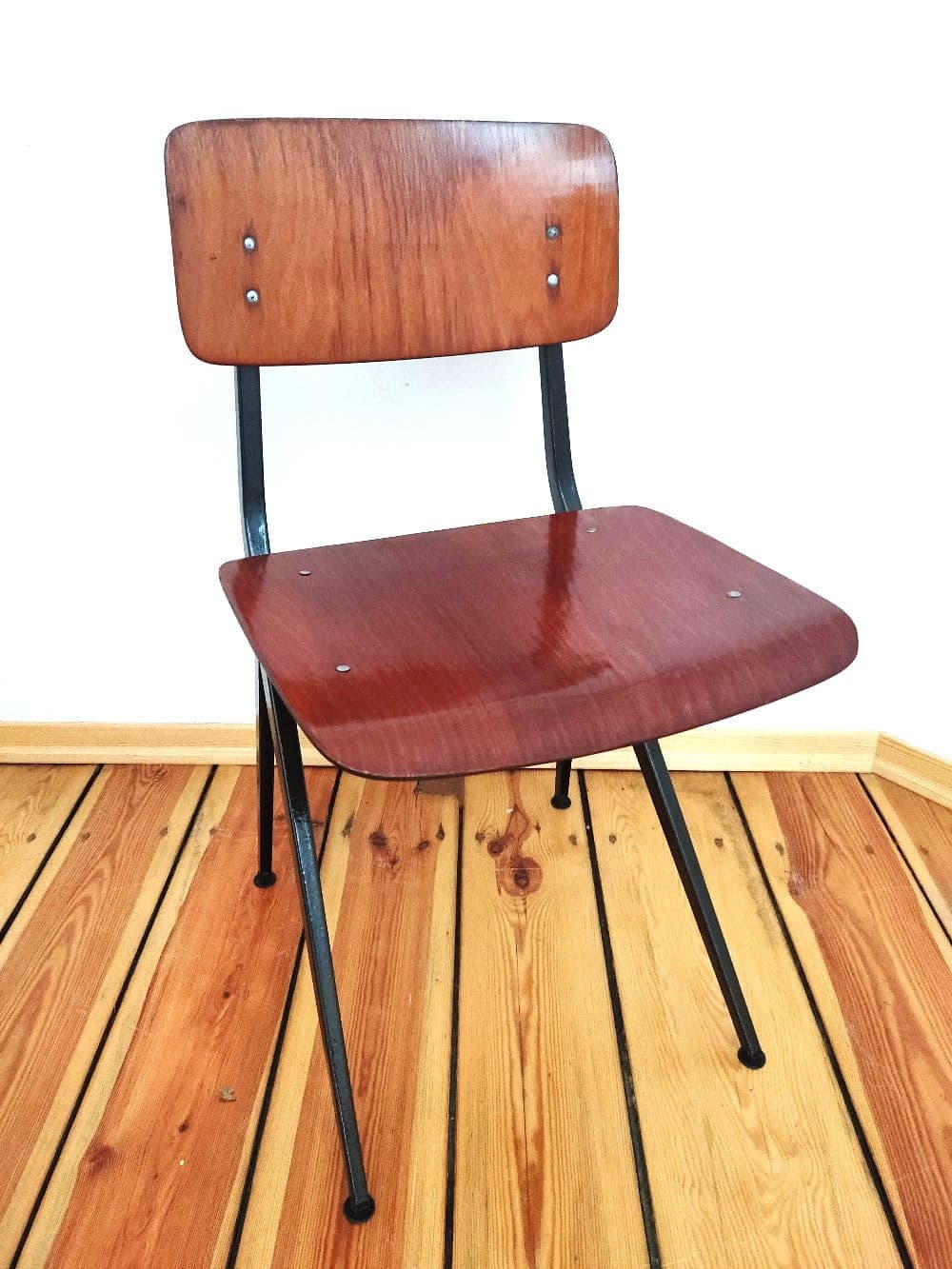 Chair Result, brown wood, black metal, by W. Rietveld, F. Kramer, 1960s. - 49361