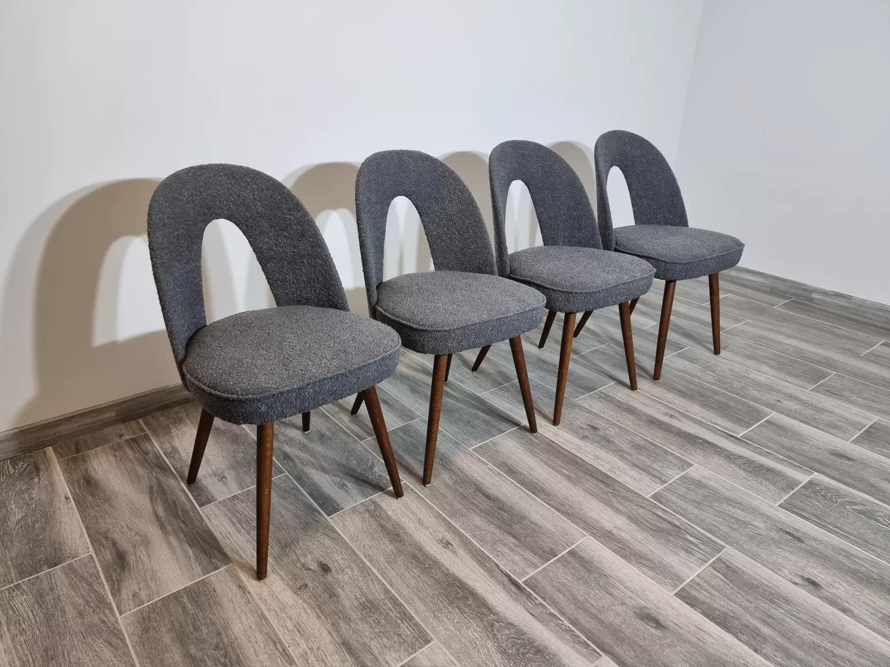 Set of chairs, grey, walnut, by A. Suman, Czechoslovakia, 1960s. - 49354