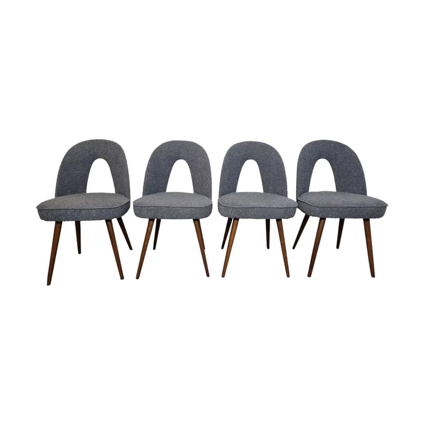 Set of chairs, grey, walnut, by A. Suman, Czechoslovakia, 1960s.