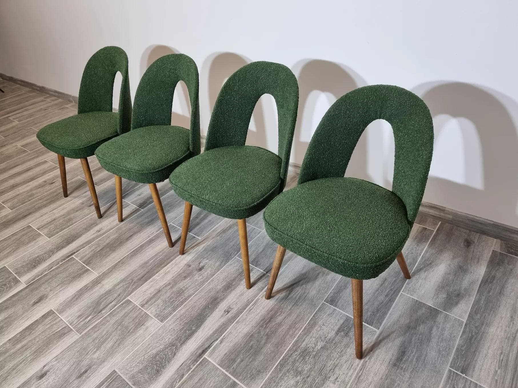 Set of chairs, green, wood, by A. Suman, Tatra Nabytok, Czechoslovakia, 1960s. - 49348