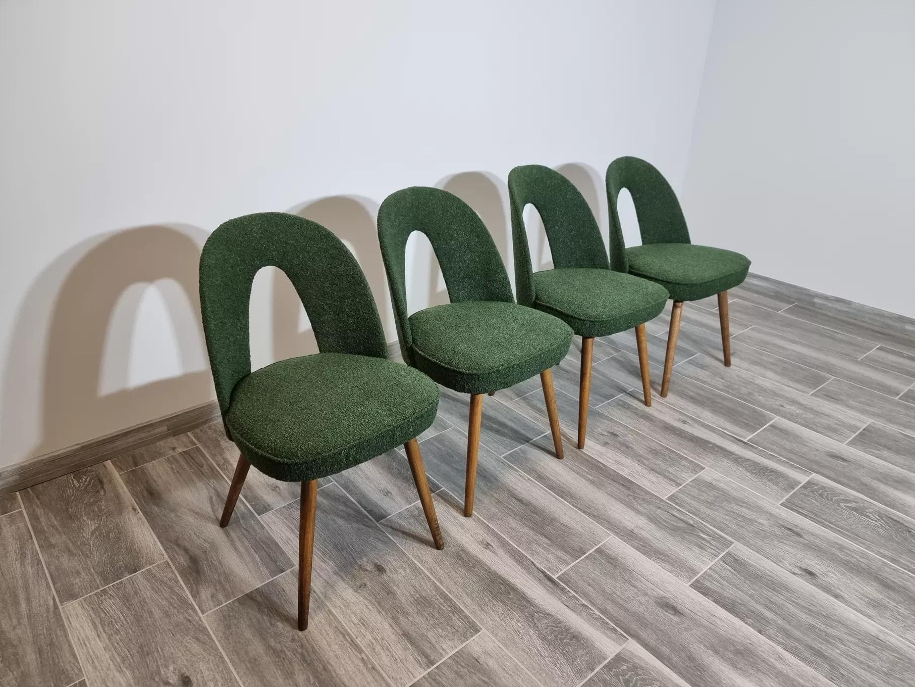 Set of chairs, green, wood, by A. Suman, Tatra Nabytok, Czechoslovakia, 1960s. - 49350