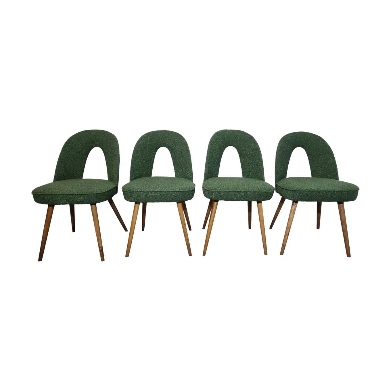 Set of chairs, green, wood, by A. Suman, Tatra Nabytok, Czechoslovakia, 1960s.