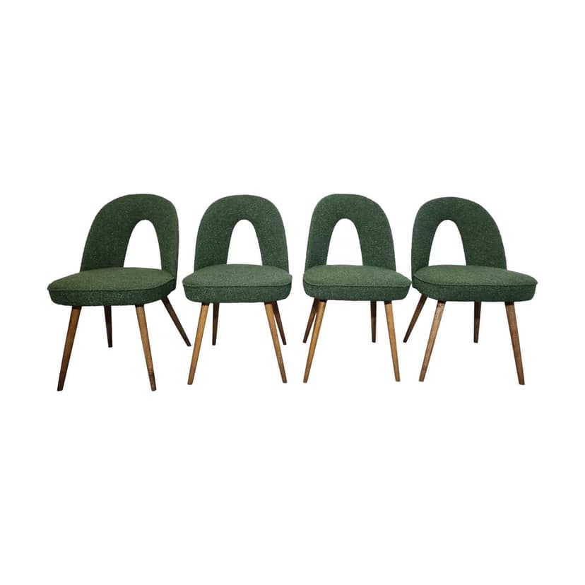Set of chairs, green, wood, by A. Suman, Tatra Nabytok, Czechoslovakia, 1960s.