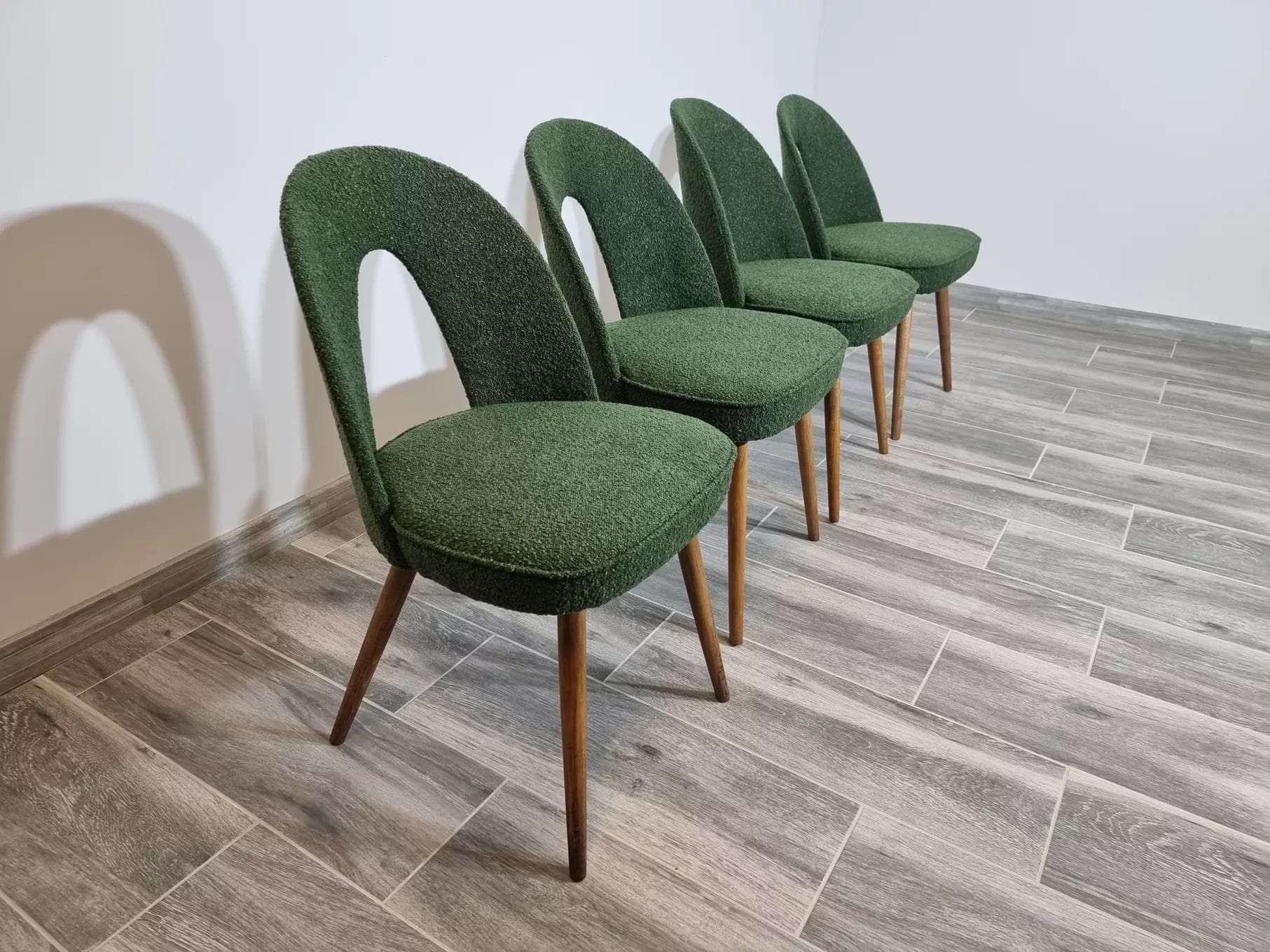 Set of chairs, green, wood, by A. Suman, Tatra Nabytok, Czechoslovakia, 1960s. - 49349