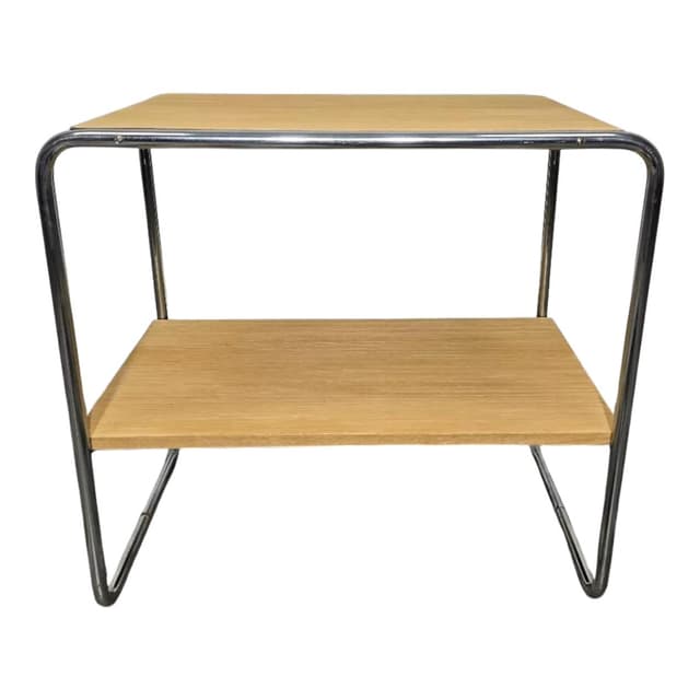 Stolik B12, dąb jasny, stal chromowana, proj. M. Breuer, lata 30. - WYMIARY