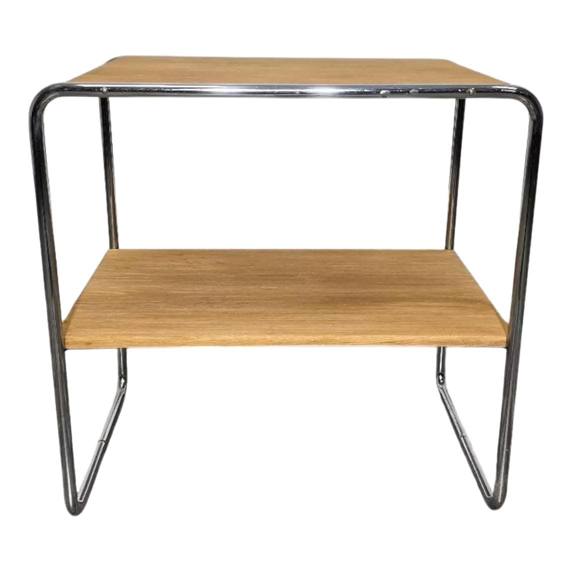 Stolik B12, dąb jasny, stal chromowana, proj. M. Breuer, Niemcy, lata 30.