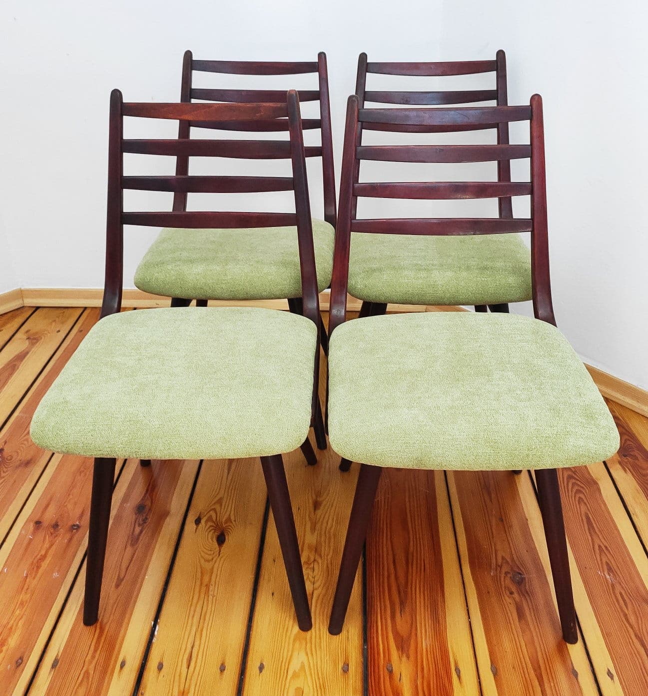 Set of chairs, dark brown wood, Jitona, Czechoslovakia, 1970s. - 49313