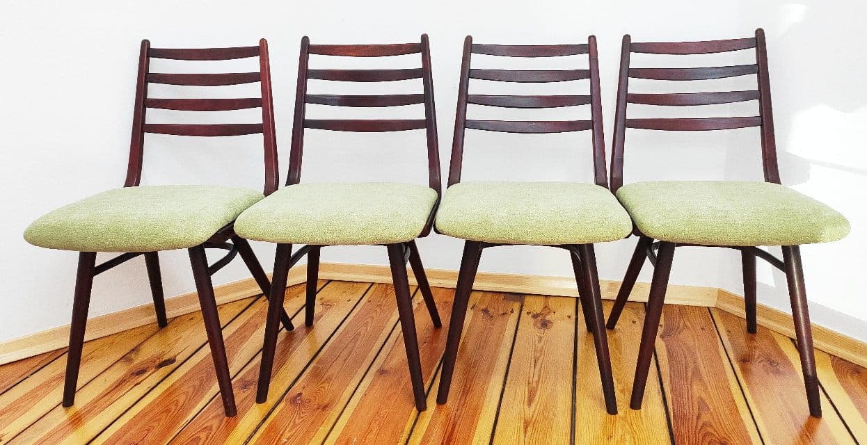 Set of chairs, dark brown wood, Jitona, Czechoslovakia, 1970s. - 49312