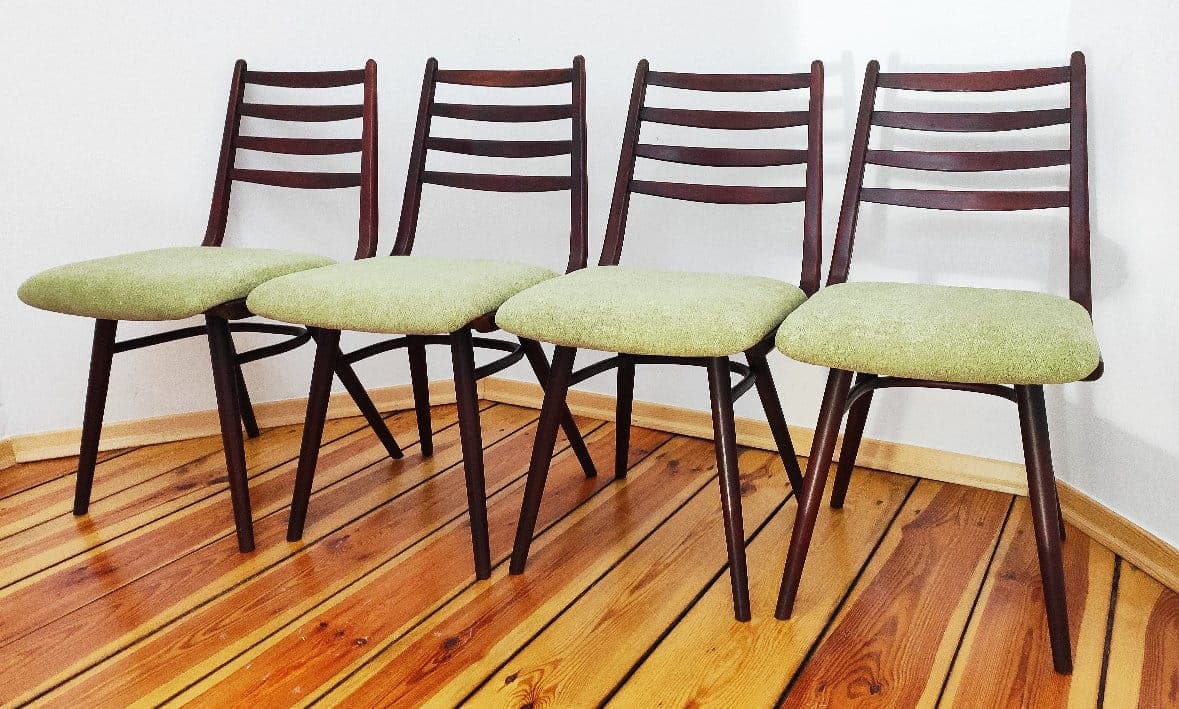 Set of chairs, dark brown wood, Jitona, Czechoslovakia, 1970s. - 49314