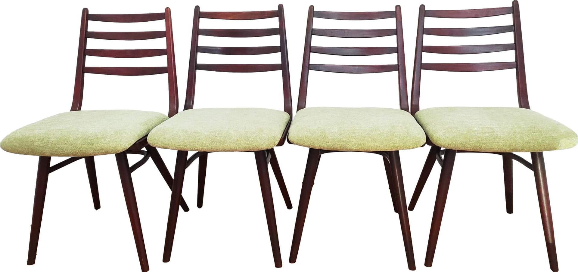 Set of chairs, dark brown wood, Jitona, Czechoslovakia, 1970s.