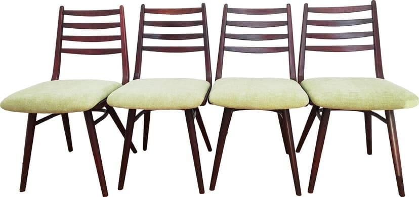 Set of chairs, dark brown wood, Jitona, Czechoslovakia, 1970s.