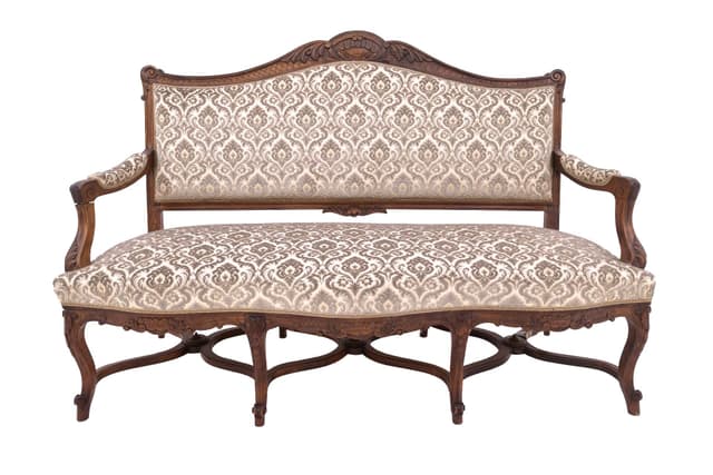 Brązowa sofa rokoko, Francja, lata 10. - WYMIARY