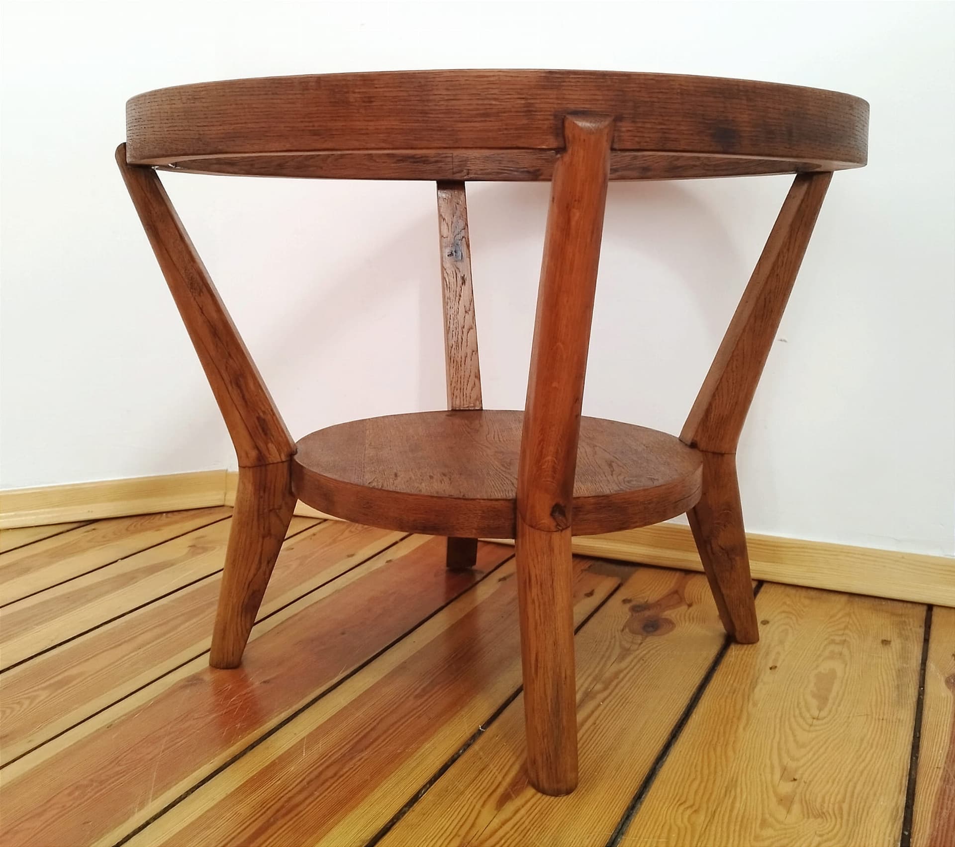 Coffee table, light oak, glass, by K. Kozelka & A. Kropacek, Interier Praha, Czechoslovakia, 1930s. - 49274