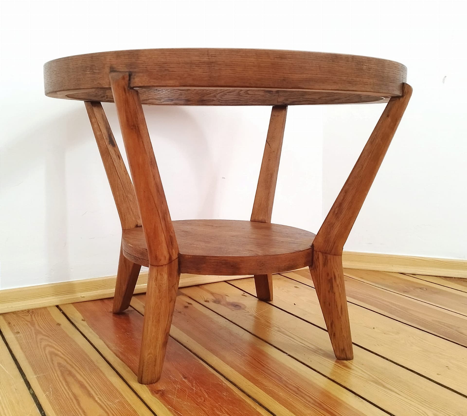 Coffee table, light oak, glass, by K. Kozelka & A. Kropacek, Interier Praha, Czechoslovakia, 1930s. - 49273