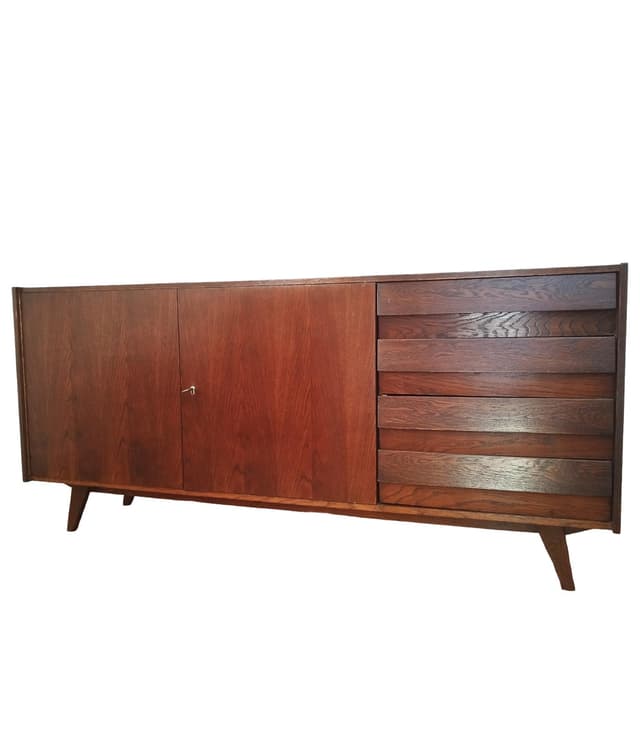 Komoda, orzech, proj. J. Jiroutek, Interier Praha, Czechosłowacja, lata 60. - WYMIARY