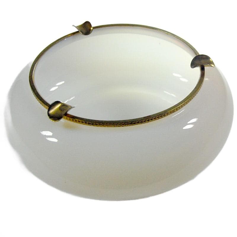 Biała szklana popielnica, proj. V. Nason, Włochy, lata 50. - 4718