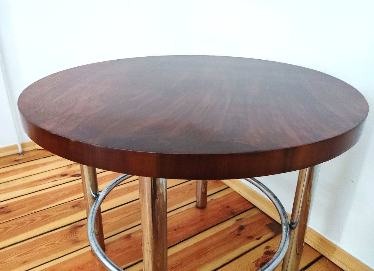 Stolik kawowy, dąb brązowy, stal chromowana, Mücke&Melder, Czechosłowacja, lata 60. - 49074