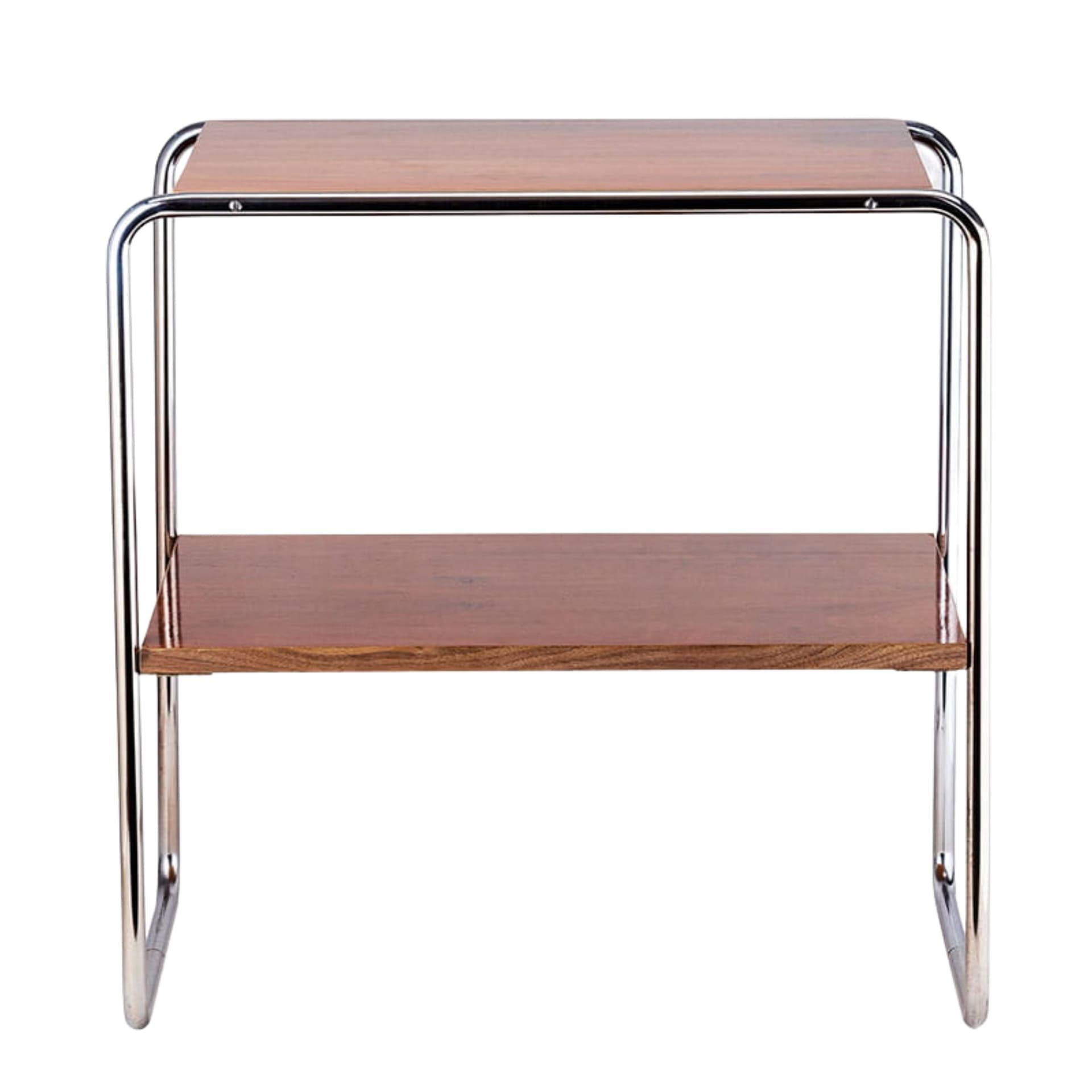 Stolik B12, dąb brązowy, stal chromowana, proj. M. Breuer, Thonet, Niemcy, lata 30. - 223028