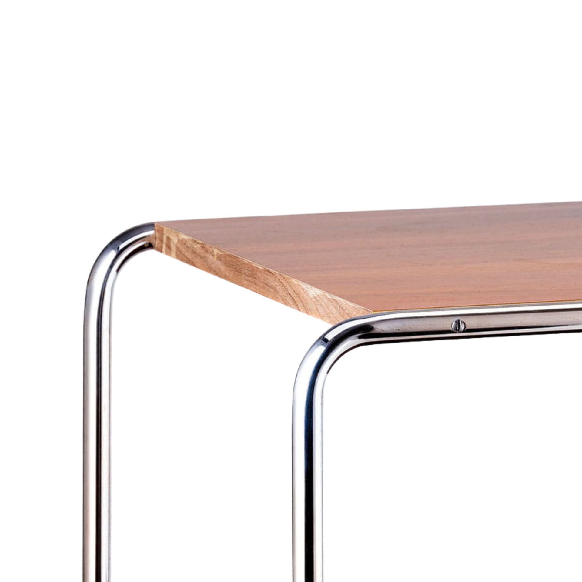 Stolik B12, dąb brązowy, stal chromowana, proj. M. Breuer, Thonet, Niemcy, lata 30. - 223029