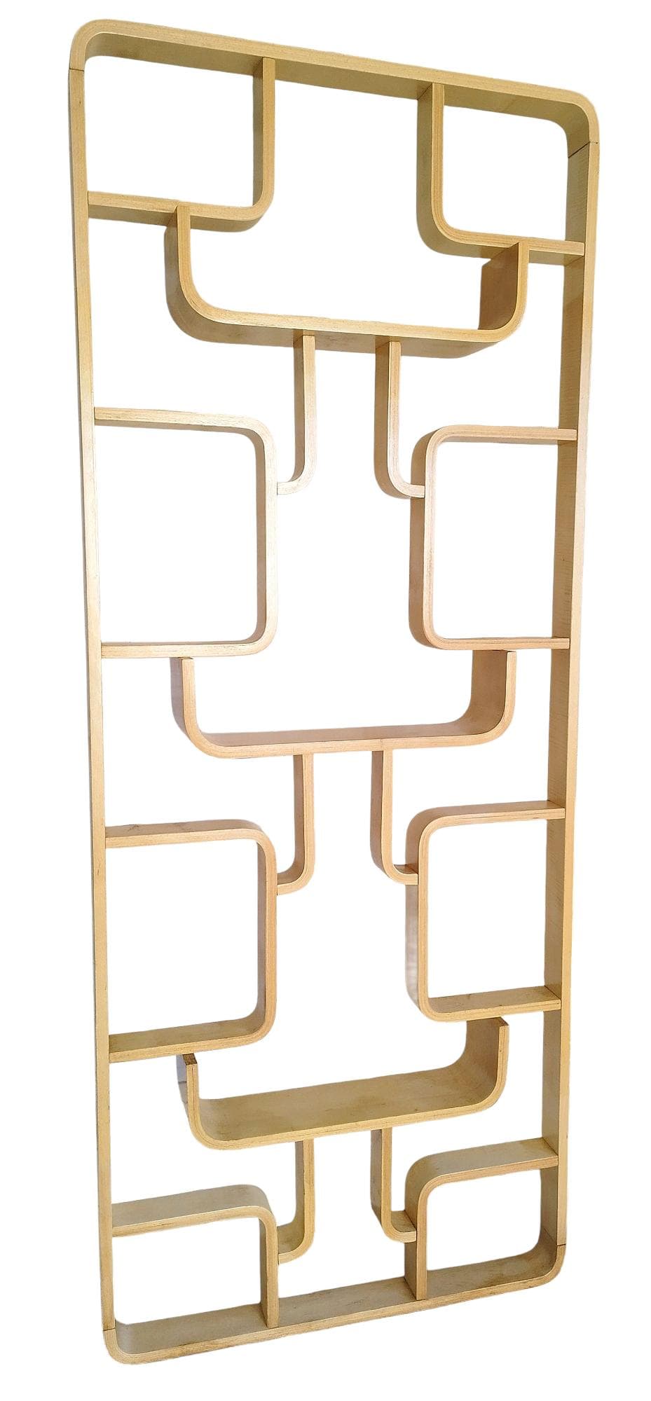 Ścianka działowa Volak, sklejka gięta jasnobrązowa, proj. L. Volák, Dřevopodnik Holešov, Czechosłowacja, lata 60.