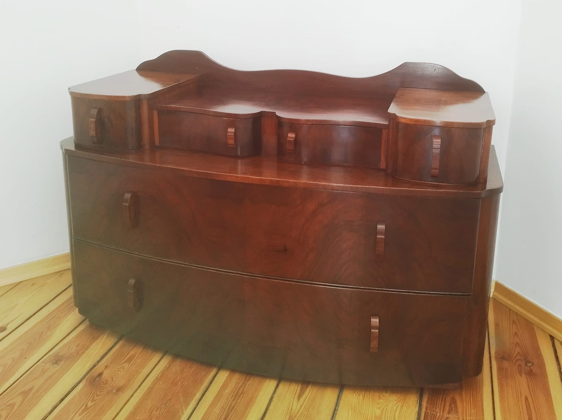 Toaletka, brązowy ciemny, drewno, proj. J. Halabala, UP Závody, Czechosłowacja, lata 40. - 48939