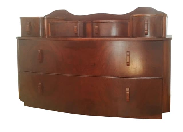 Toaletka, brązowy ciemny, drewno, proj. J. Halabala, UP Závody, Czechosłowacja, lata 40. - WYMIARY