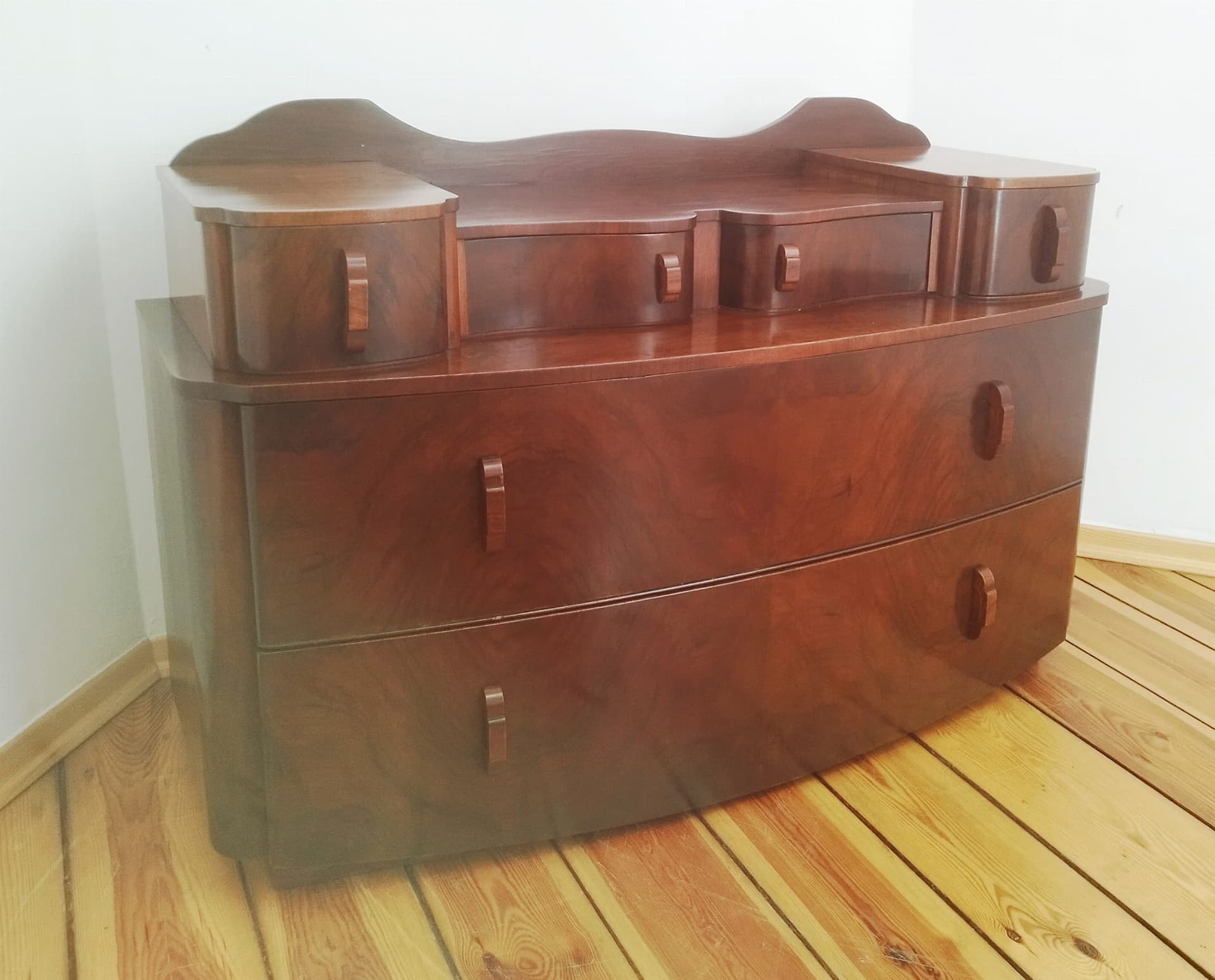 Toaletka, brązowy ciemny, drewno, proj. J. Halabala, UP Závody, Czechosłowacja, lata 40. - 48938