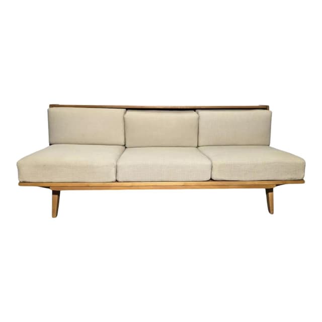 Sofa, beż, drewno, Tatra Nabytok, Czechosłowacja, lata 60. - WYMIARY