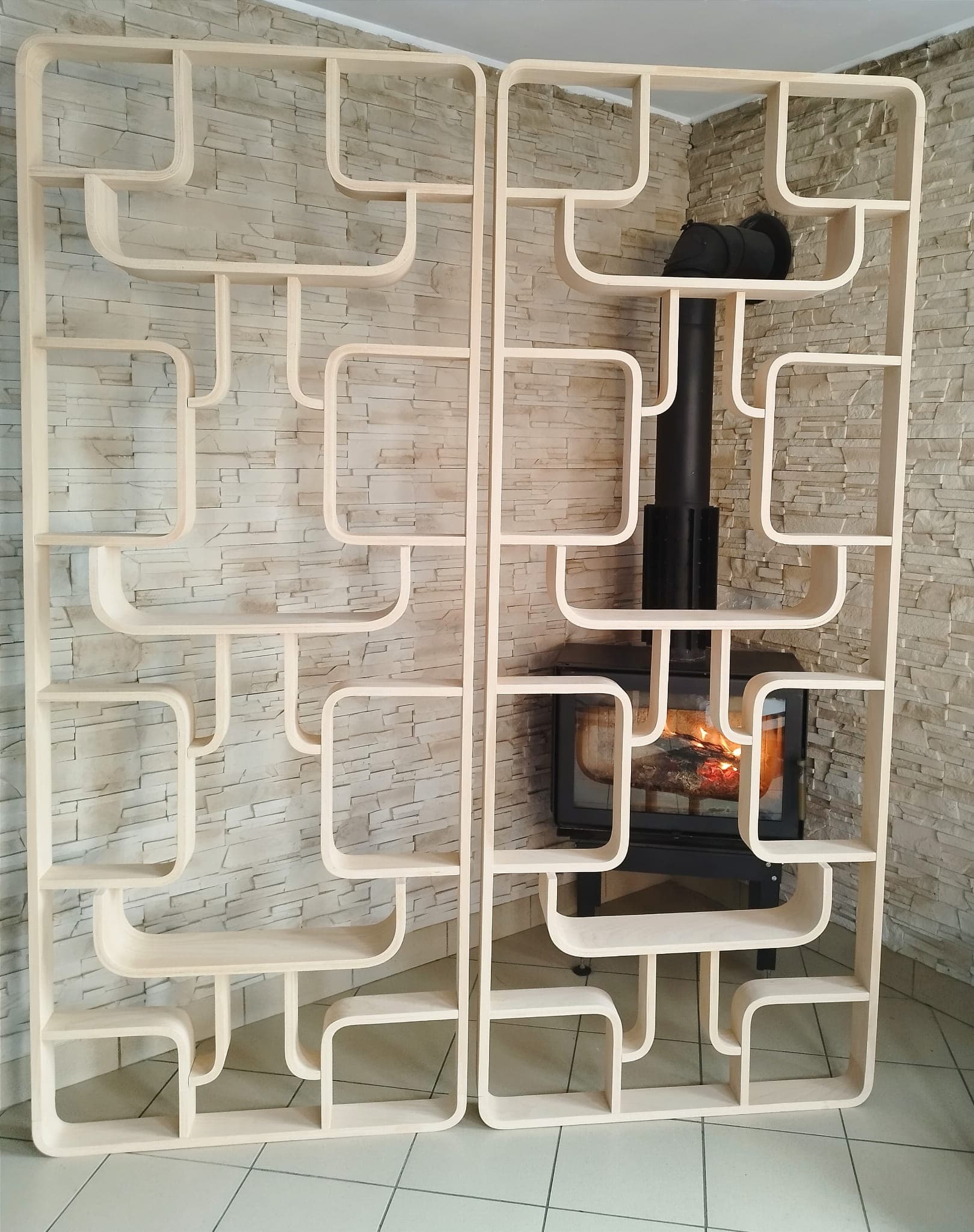 Ścianka Volak, gięta sklejka jasnobrązowa, proj. L. Volák, Dřevopodnik Holešov, Czechosłowacja, lata 60. - 48922