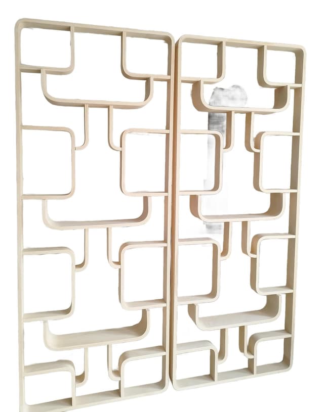 Ścianka Volak, gięta sklejka jasnobrązowa, proj. L. Volák, Dřevopodnik Holešov, Czechosłowacja, lata 60. - WYMIARY