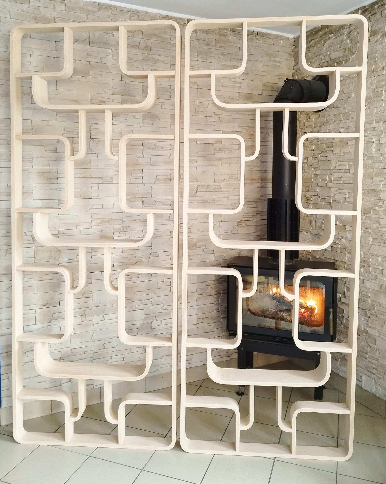 Ścianka Volak, gięta sklejka jasnobrązowa, proj. L. Volák, Dřevopodnik Holešov, Czechosłowacja, lata 60. - 48923