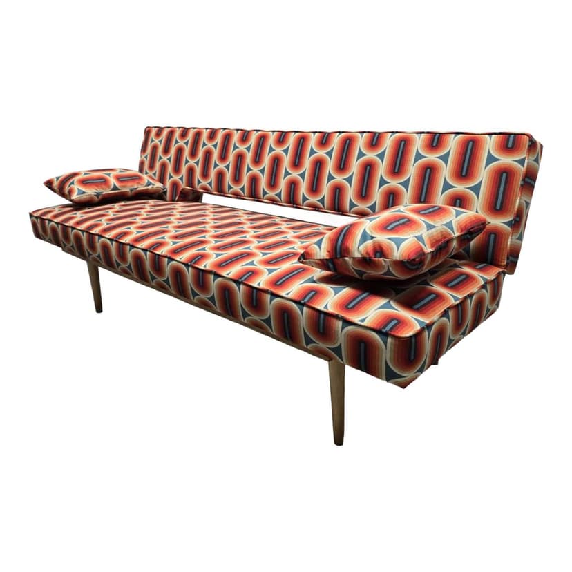 Sofa, multicolor, wood, by M. Navratil, Czechoslovakia, 1960s.