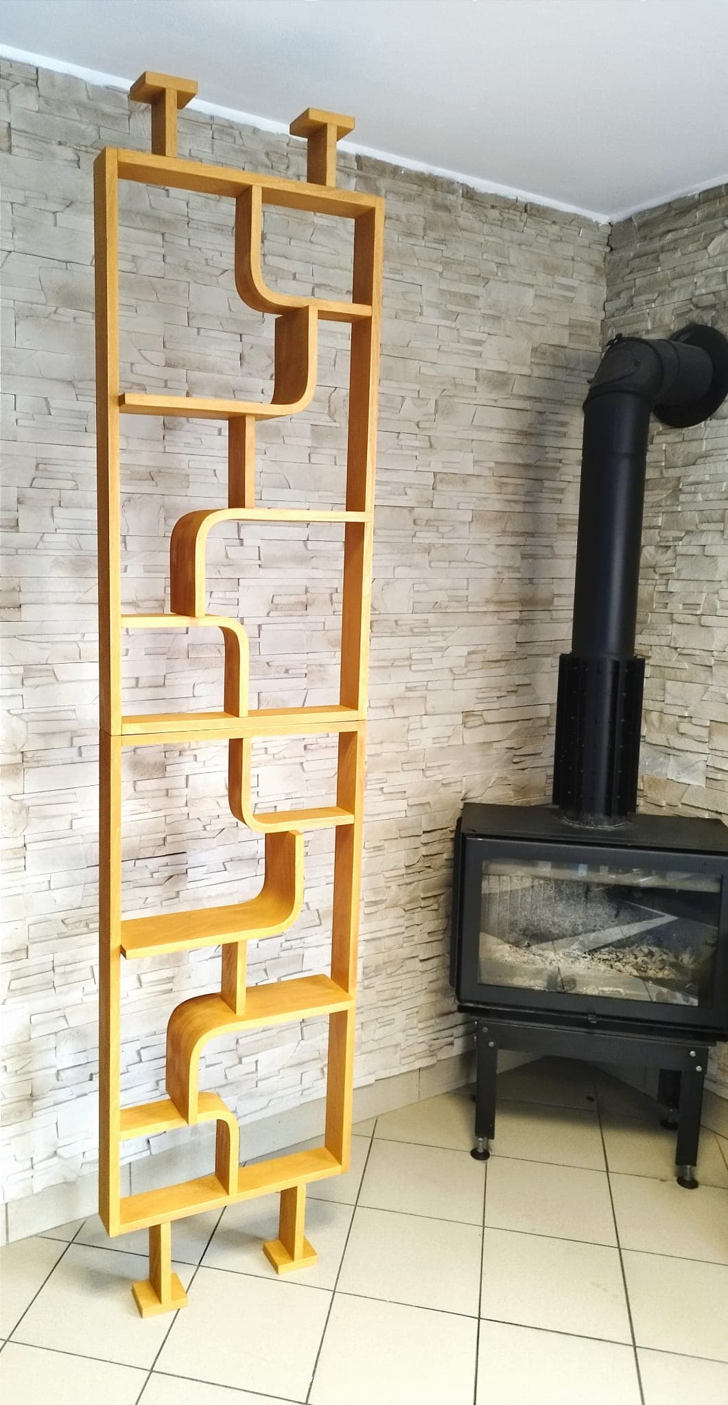 Ścianka Volák, sklejka gięta brąz jasny, proj. L. Volák, Dřevopodnik Holešov, Czechosłowacja, lata 60. - 48864