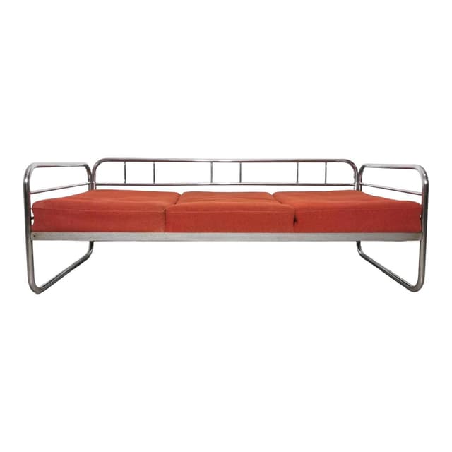 Sofa Bauhaus, orange, chrome steel, by R. Slezak, Czechoslovakia, 1960s. - DIMENSION